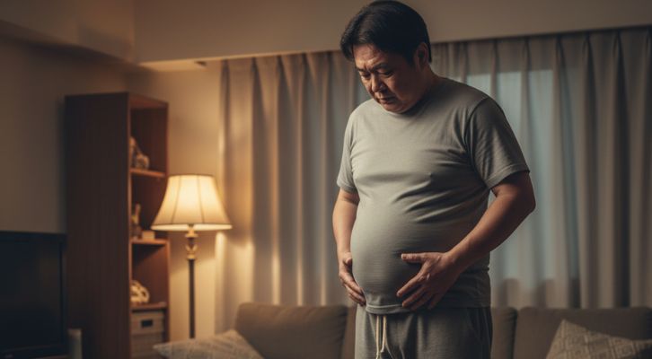 生活が不規則で太ってしまった男性