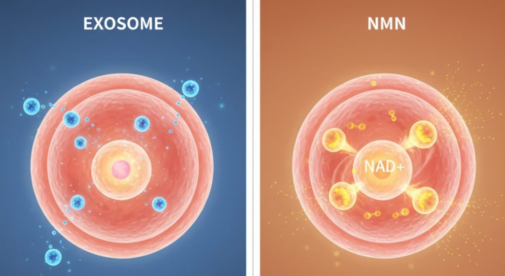 エクソソームとMNMの細胞へ働きかける仕組みの違い