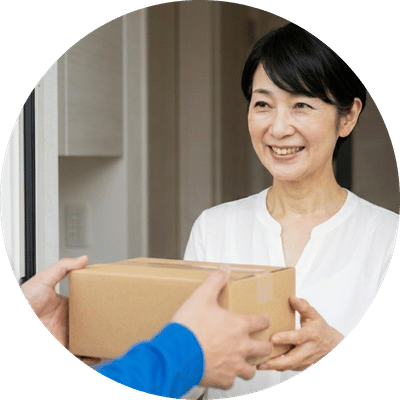 ご自宅へ配送、継続時は簡易チェックのうえ更新